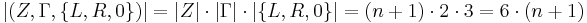 |(Z,\Gamma,\{L,R,0\})| = |Z| \cdot |\Gamma| \cdot |\{L,R,0\}| = (n+1)\cdot 2 \cdot 3 = 6\cdot (n+1)