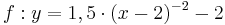 \quad f: y=1,5 \cdot (x-2)^{-2}-2 